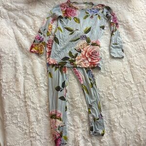 Posh Peanut Blue Floral Bamboo Pajamas 2T